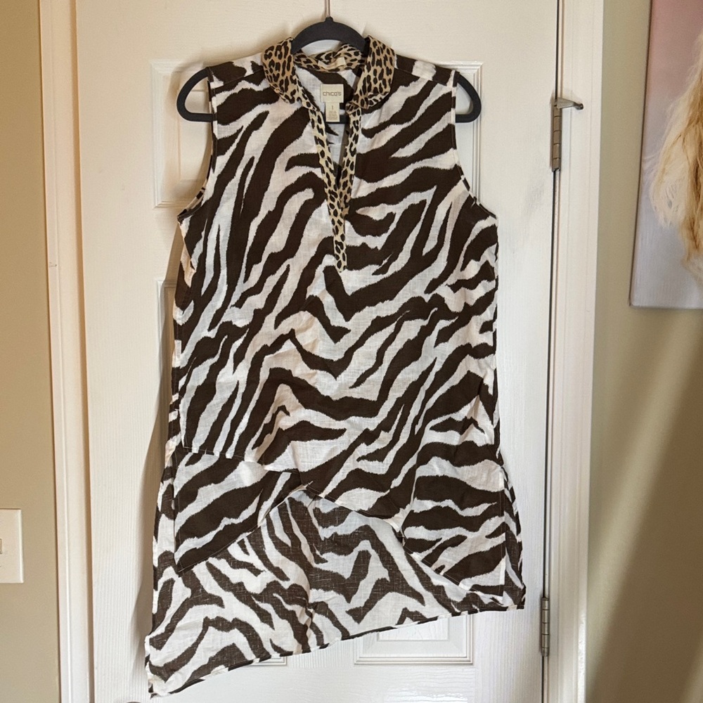 Chico's Black and White Zebra Tunic